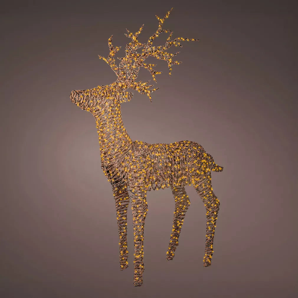 Light-up Reindeer 1320 Micro LEDs (H180cm) In Woven Resin Brown Warm White