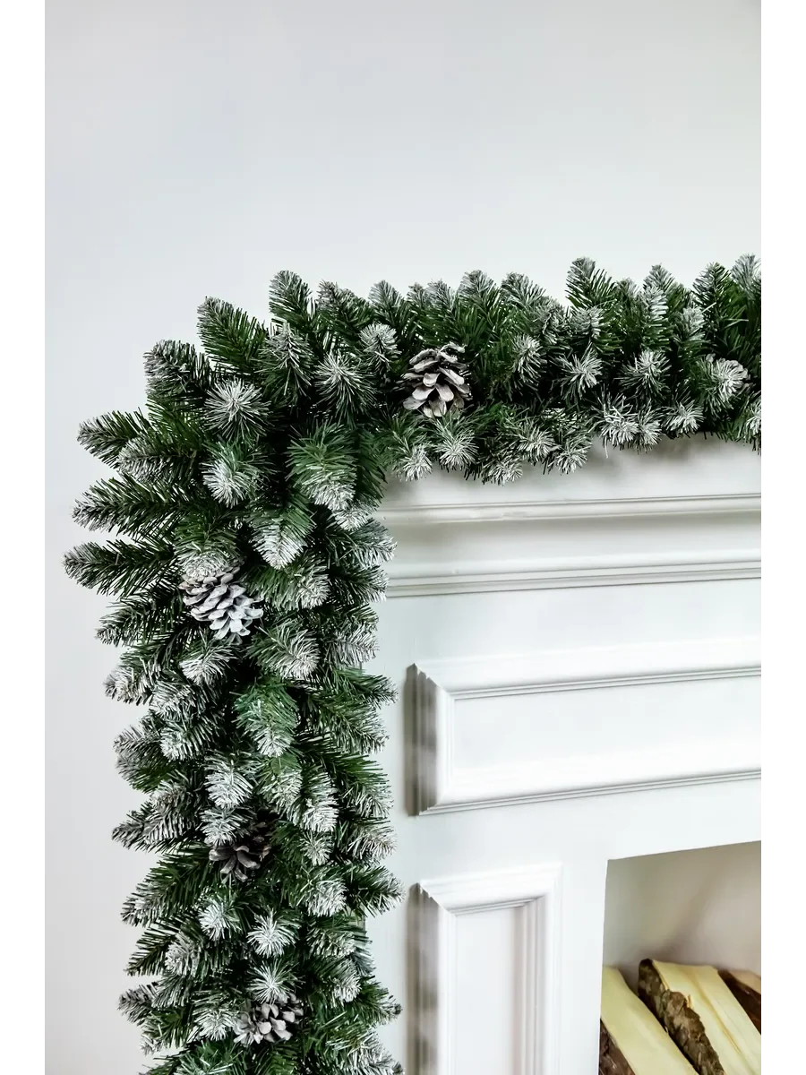 Garland Decorated with pines and snow