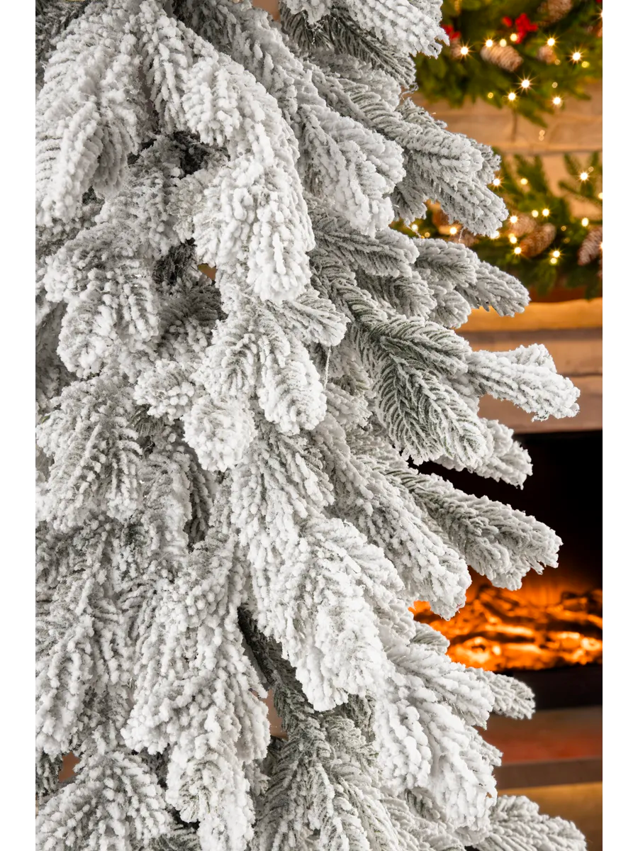 Christmas trees on wooden trunks artificial snow-covered molded (set of 3)