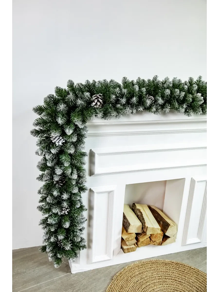 Garland Decorated with pines and snow