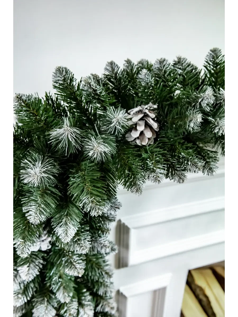 Garland Decorated with pines and snow