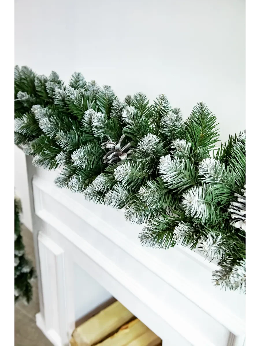 Garland Decorated with pines and snow