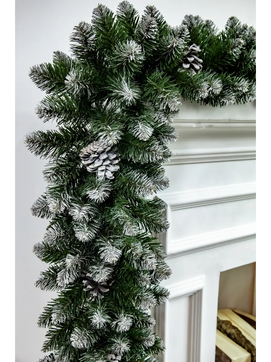 Garland Decorated with pines and snow